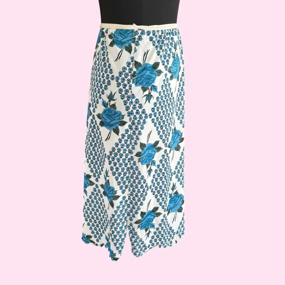 Vintage Blue Rose Slip Skirt 40s 50s - Picture 4 of 9